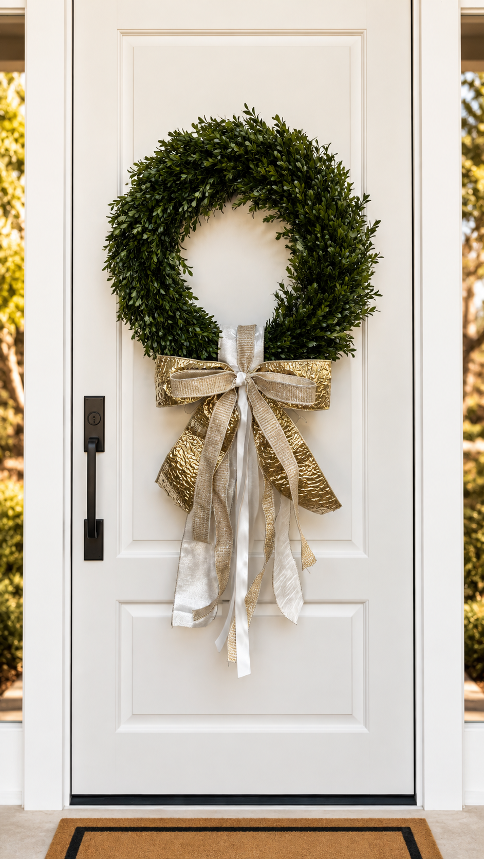 Silver Bell Holiday Ribbon Bow and Sash