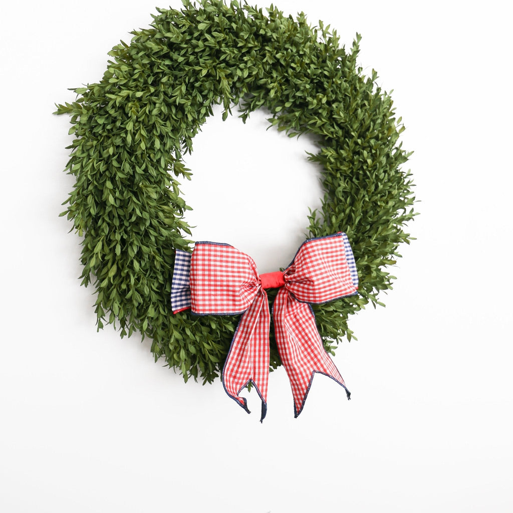 12" Gingham Red, White, and Navy Check Bow