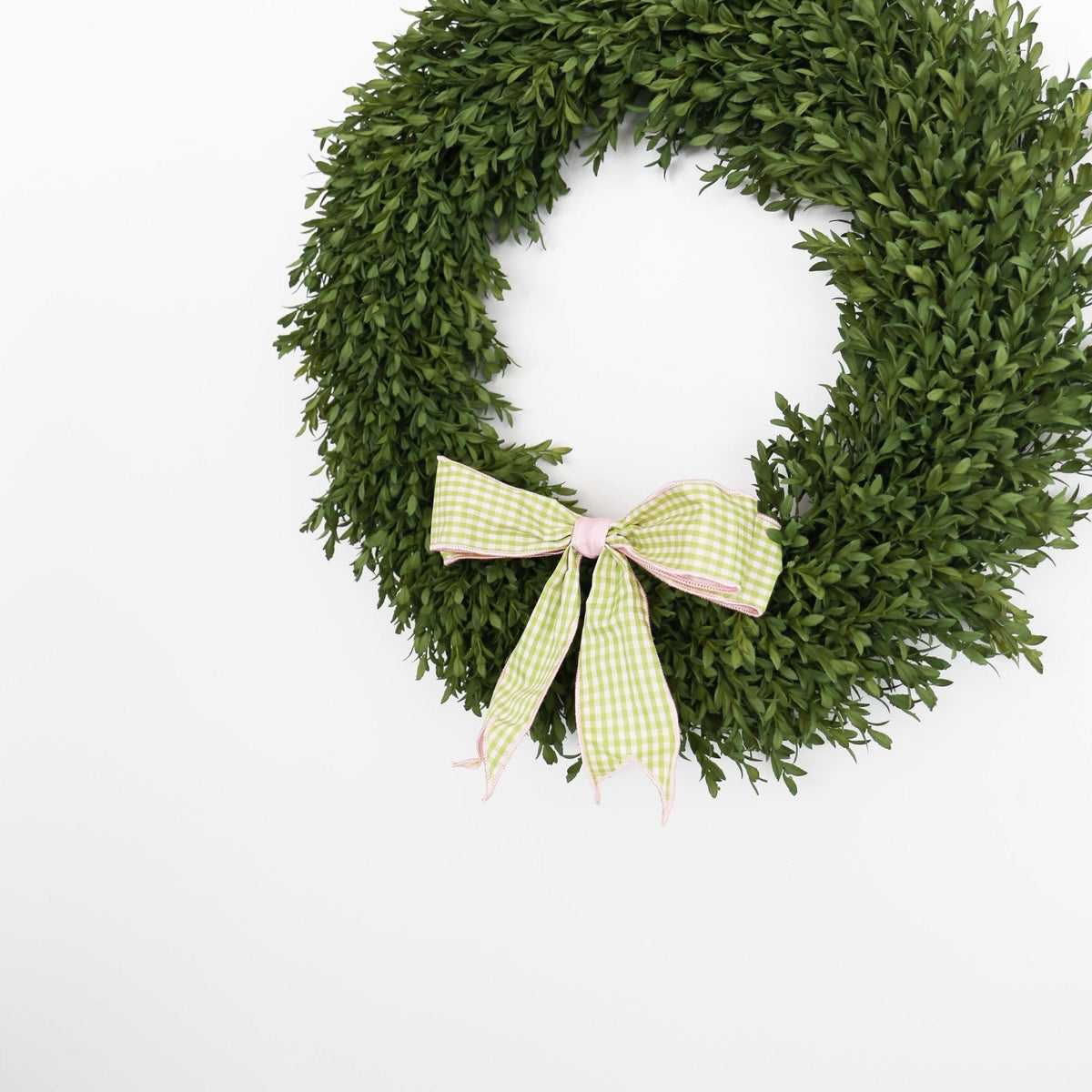 12" Lime Green Gingham Check Bow  with Pink Accents
