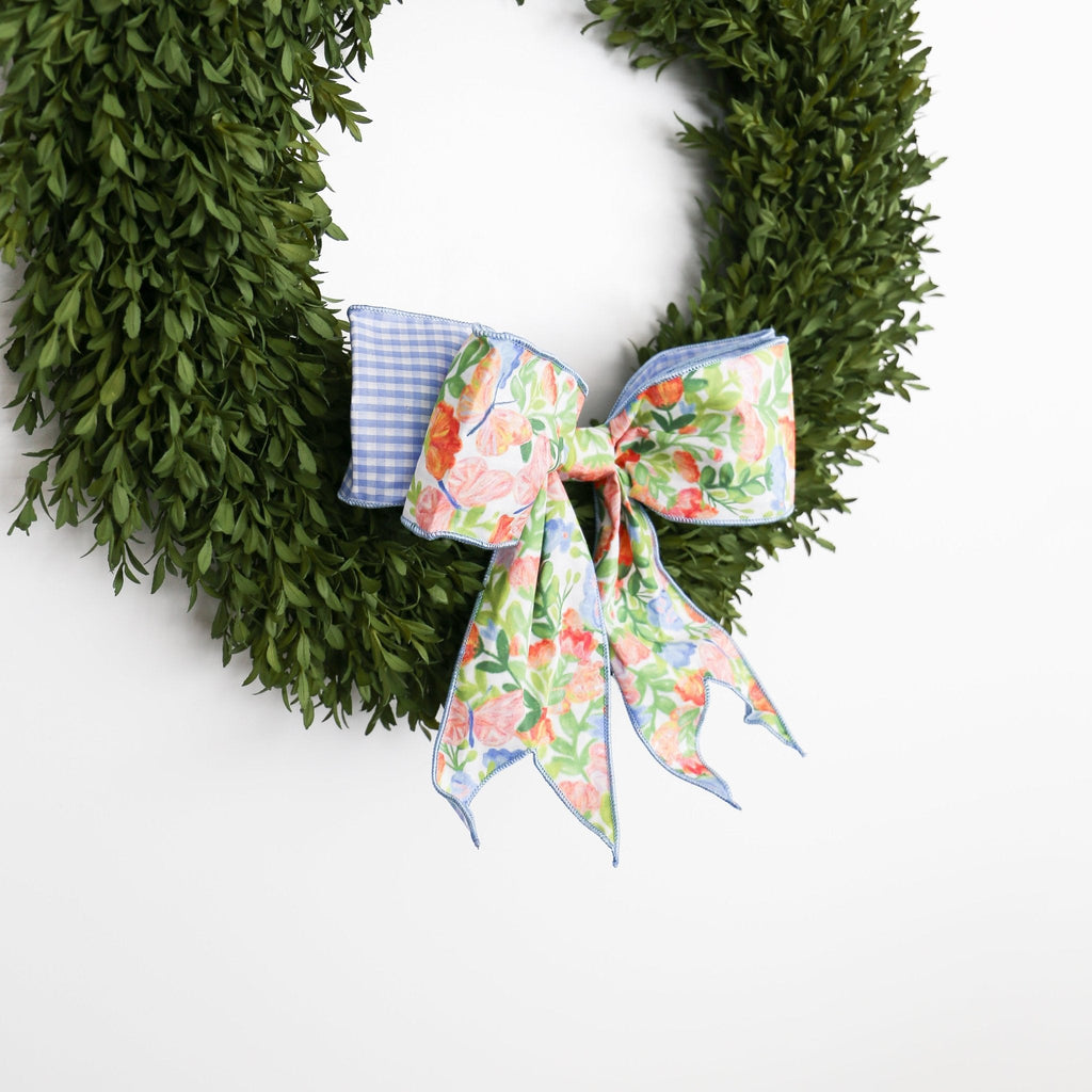 12" Poplin Mix Green, Pink, Orange, and Blue Spring Floral Bow
