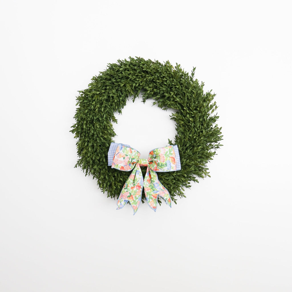 12" Poplin Mix Green, Pink, Orange, and Blue Spring Floral Bow