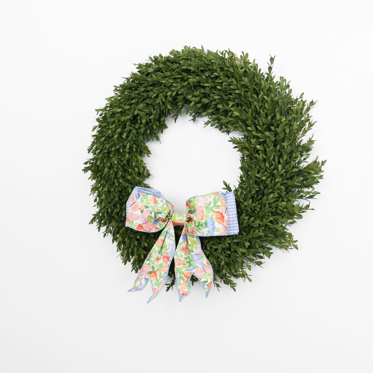 12" Poplin Mix Green, Pink, Orange, and Blue Spring Floral Bow