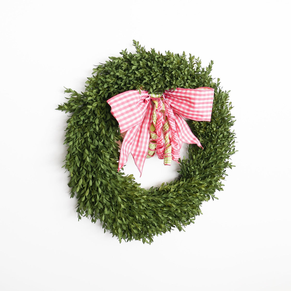 16" Faux Linen Pink and White Check Bow Lime with White Check Backing