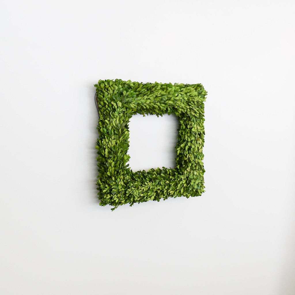 Square Preserved Natural Boxwood Wreath | 20 Inch