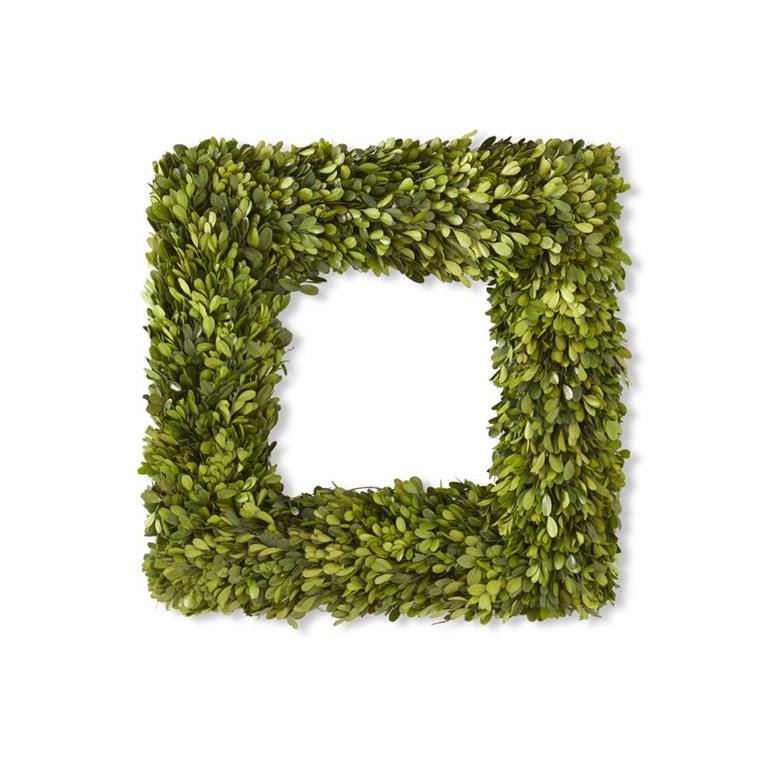 Square Preserved Natural Boxwood Wreath | 20 Inch