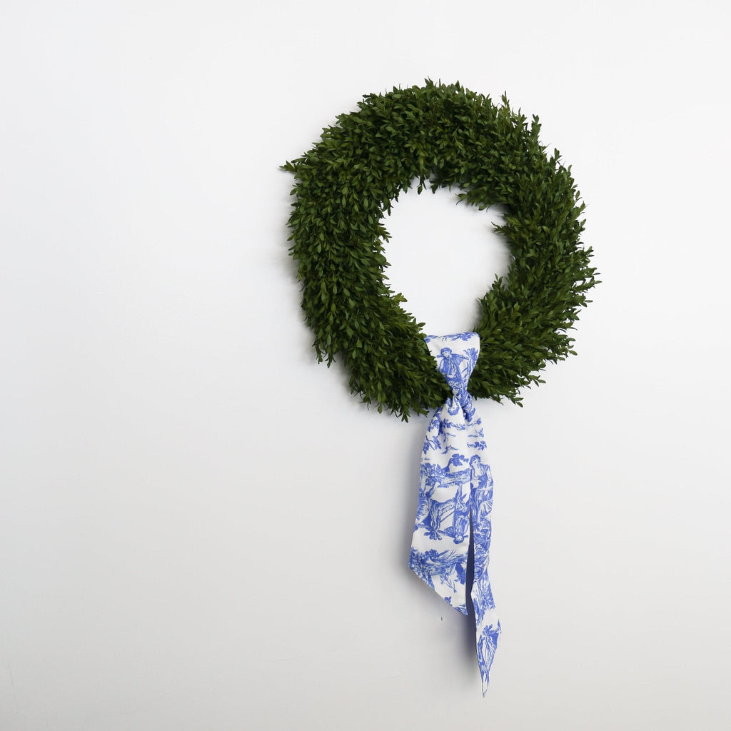 Canvas Deep Blue & White Toile Wreath Sash