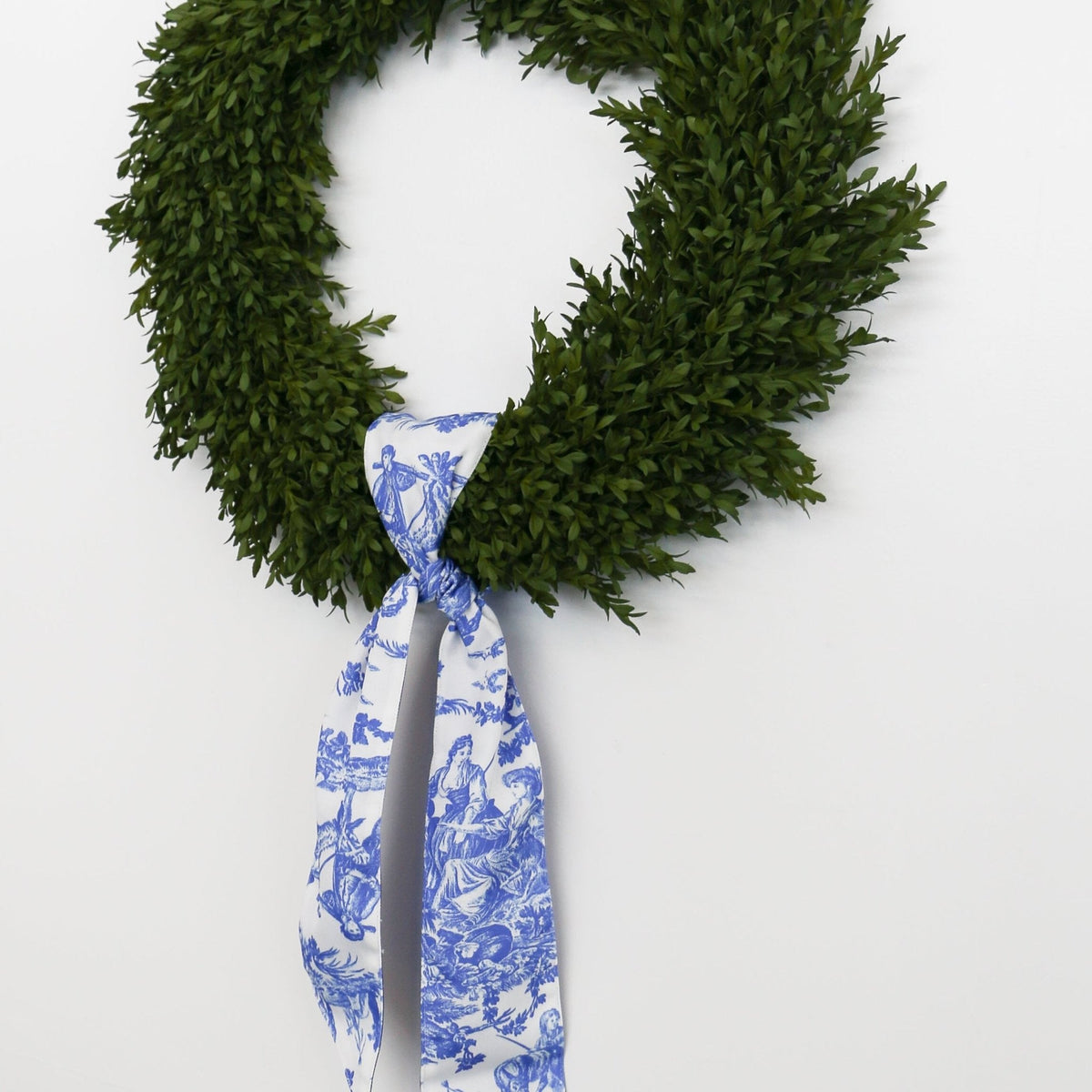 Canvas Deep Blue & White Toile Wreath Sash