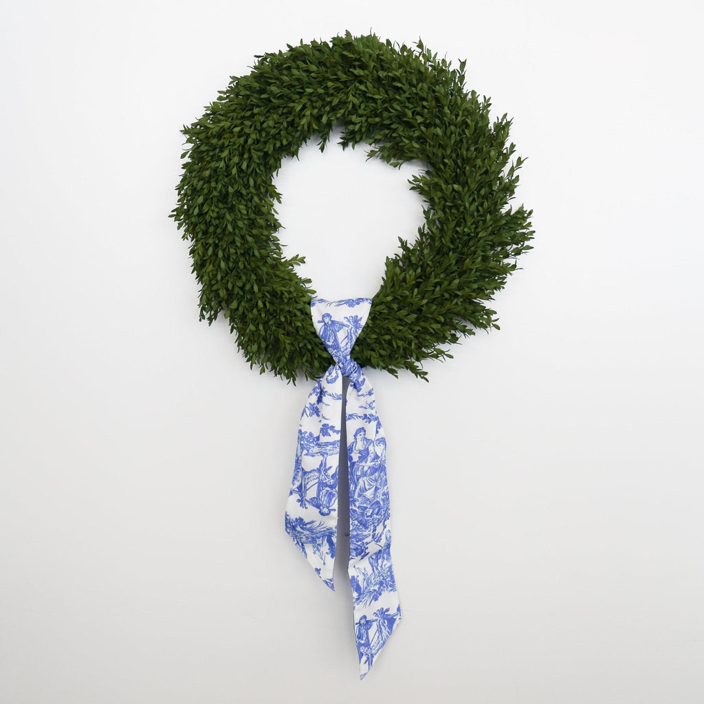 Canvas Deep Blue & White Toile Wreath Sash