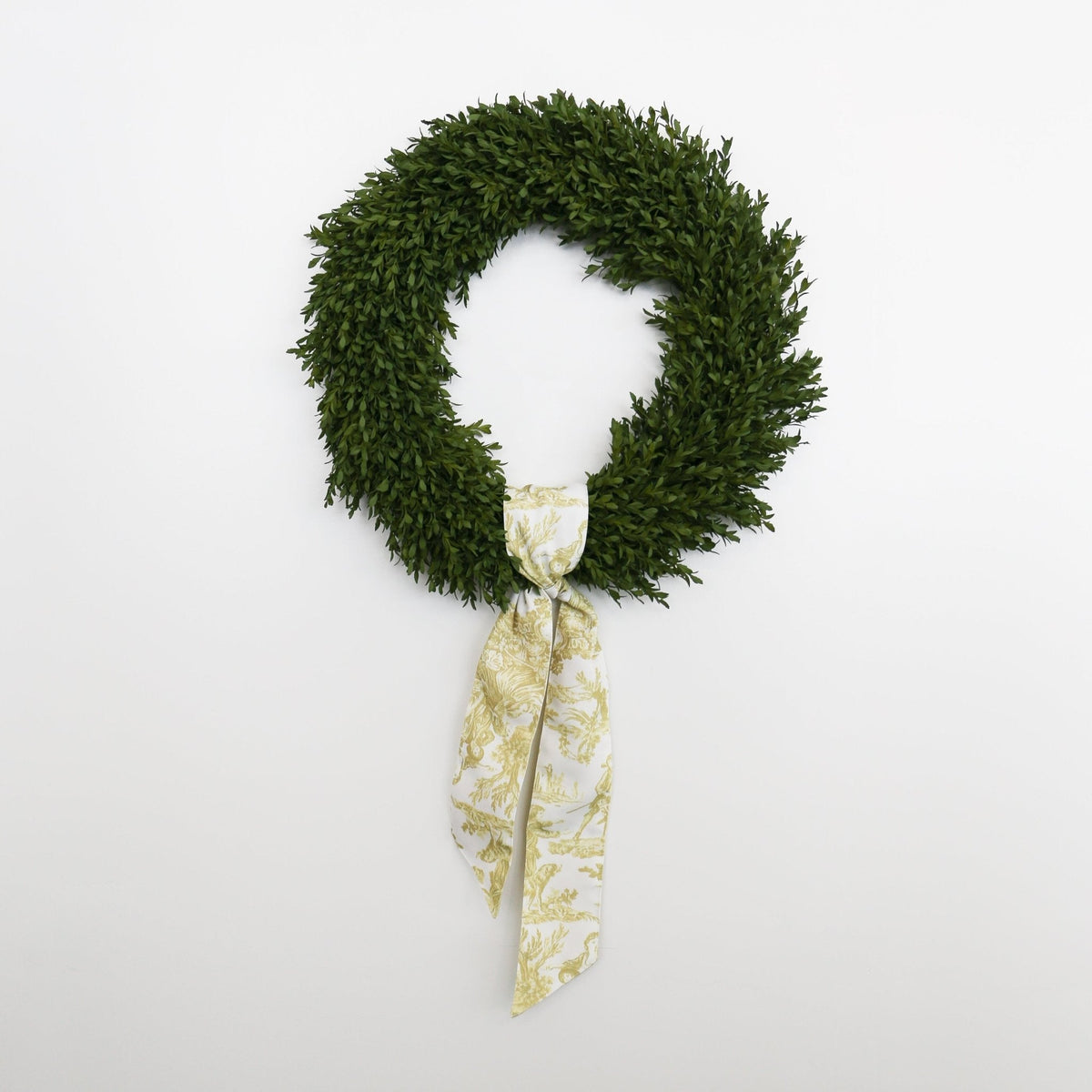 Canvas Chartreuse & White Toile Wreath Sash