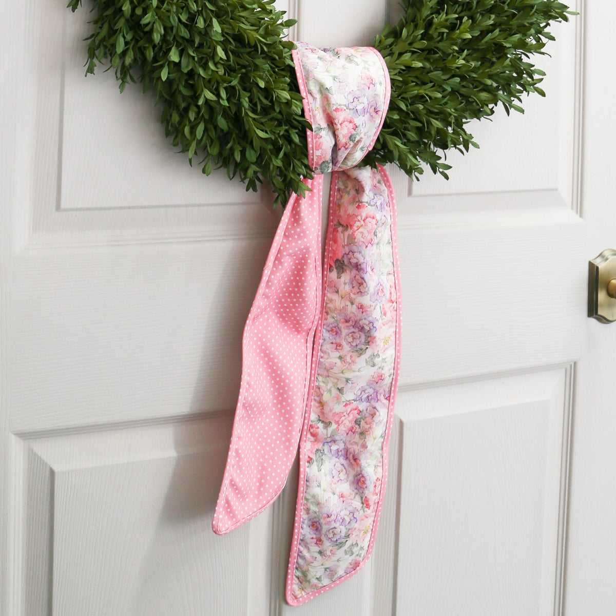 Pink & Mauve Floral Wreath Sash w/ Polka Dot Back
