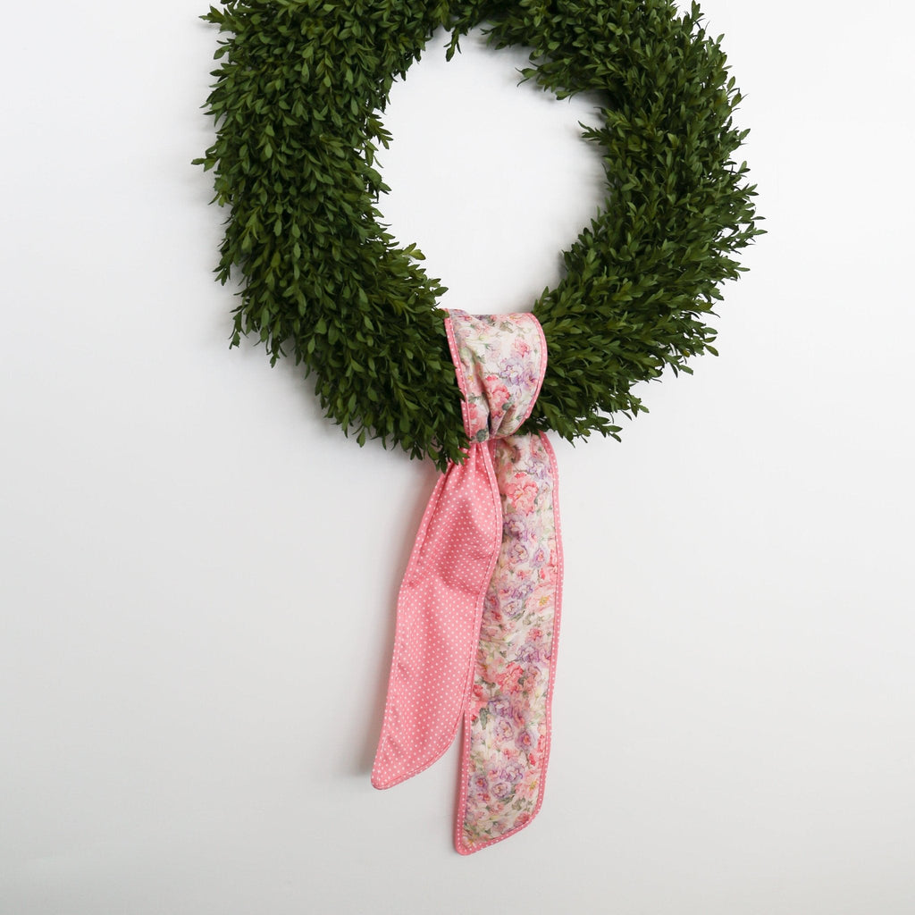 Pink & Mauve Floral Wreath Sash w/ Polka Dot Back