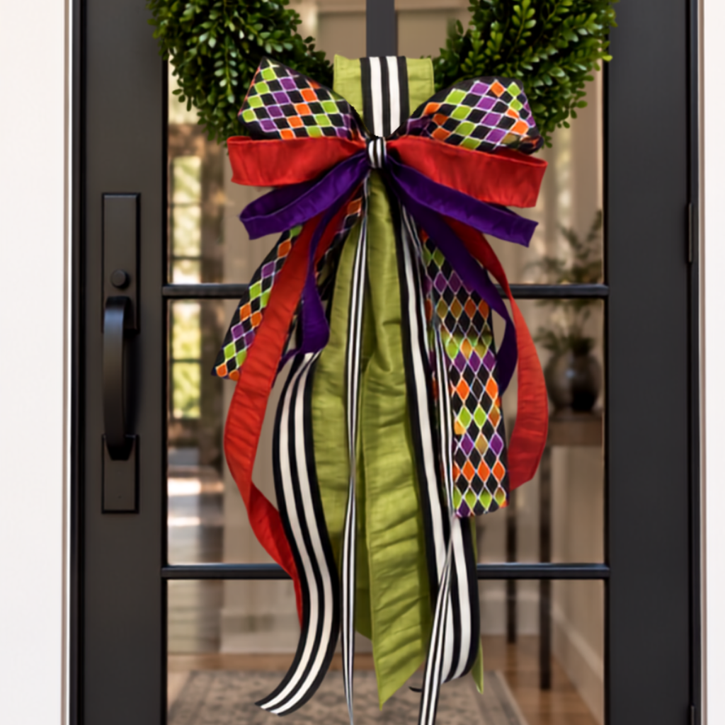 Jack O Lantern Halloween Ribbon Bow