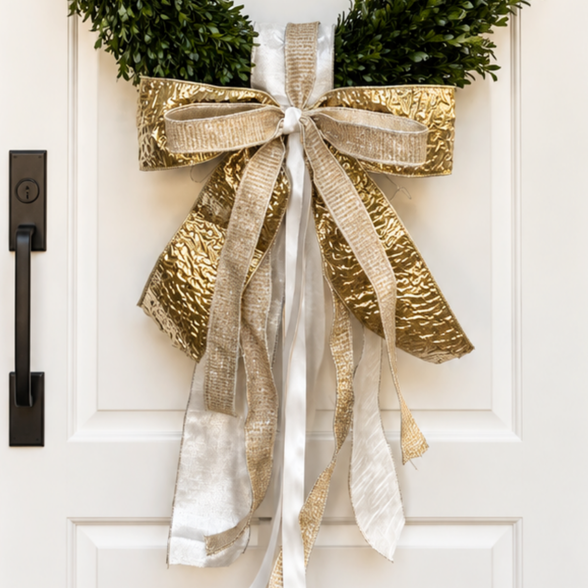 Silver Bell Holiday Ribbon Bow and Sash