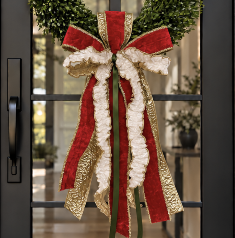 Red Velvet Holiday Ribbon Bow