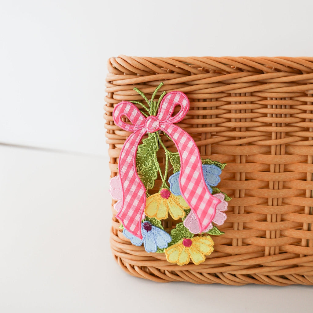 6" Daisy Cutout Gingham Pink Bow With Clip, Yellow, Pink, and Blue