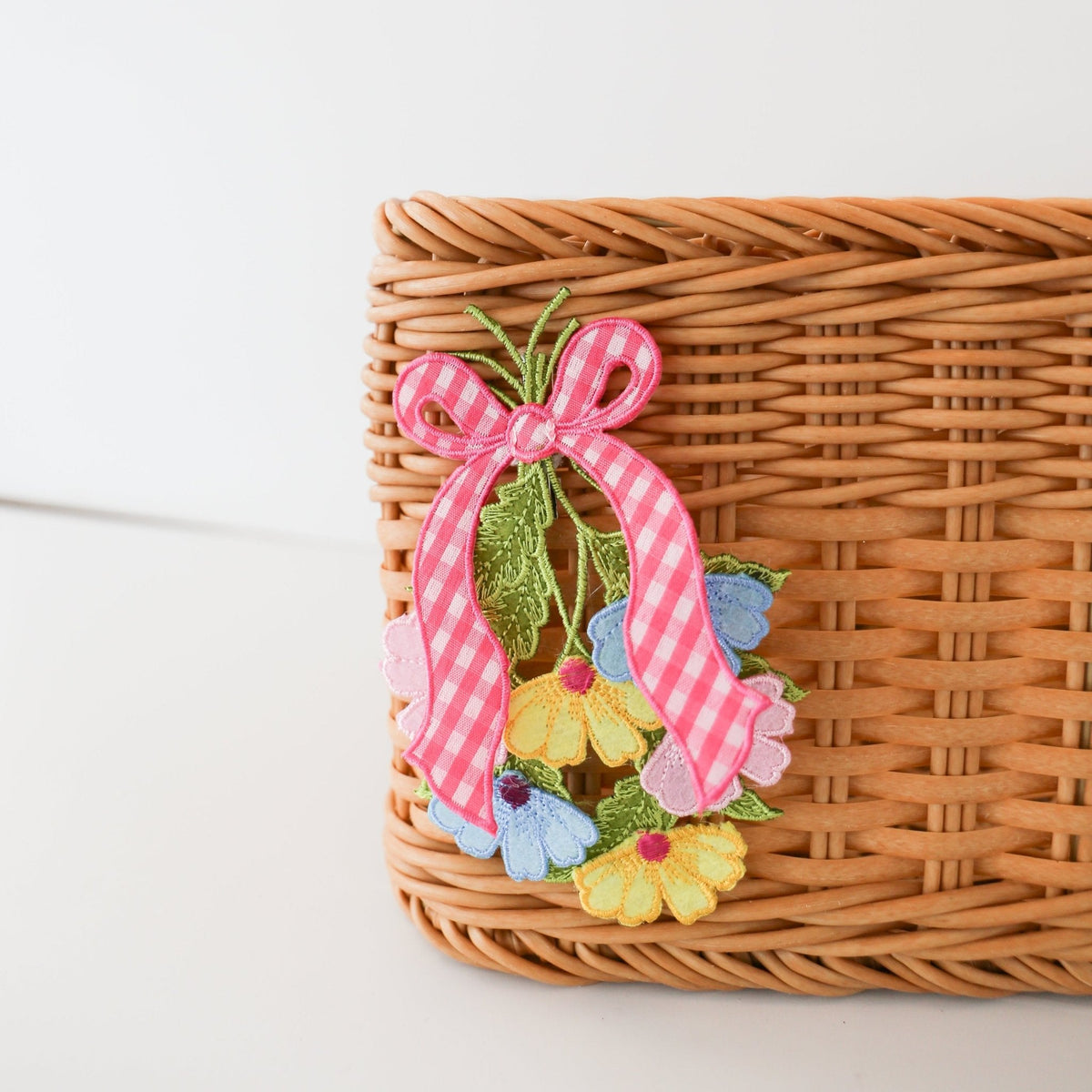 6" Daisy Cutout Gingham Pink Bow With Clip, Yellow, Pink, and Blue