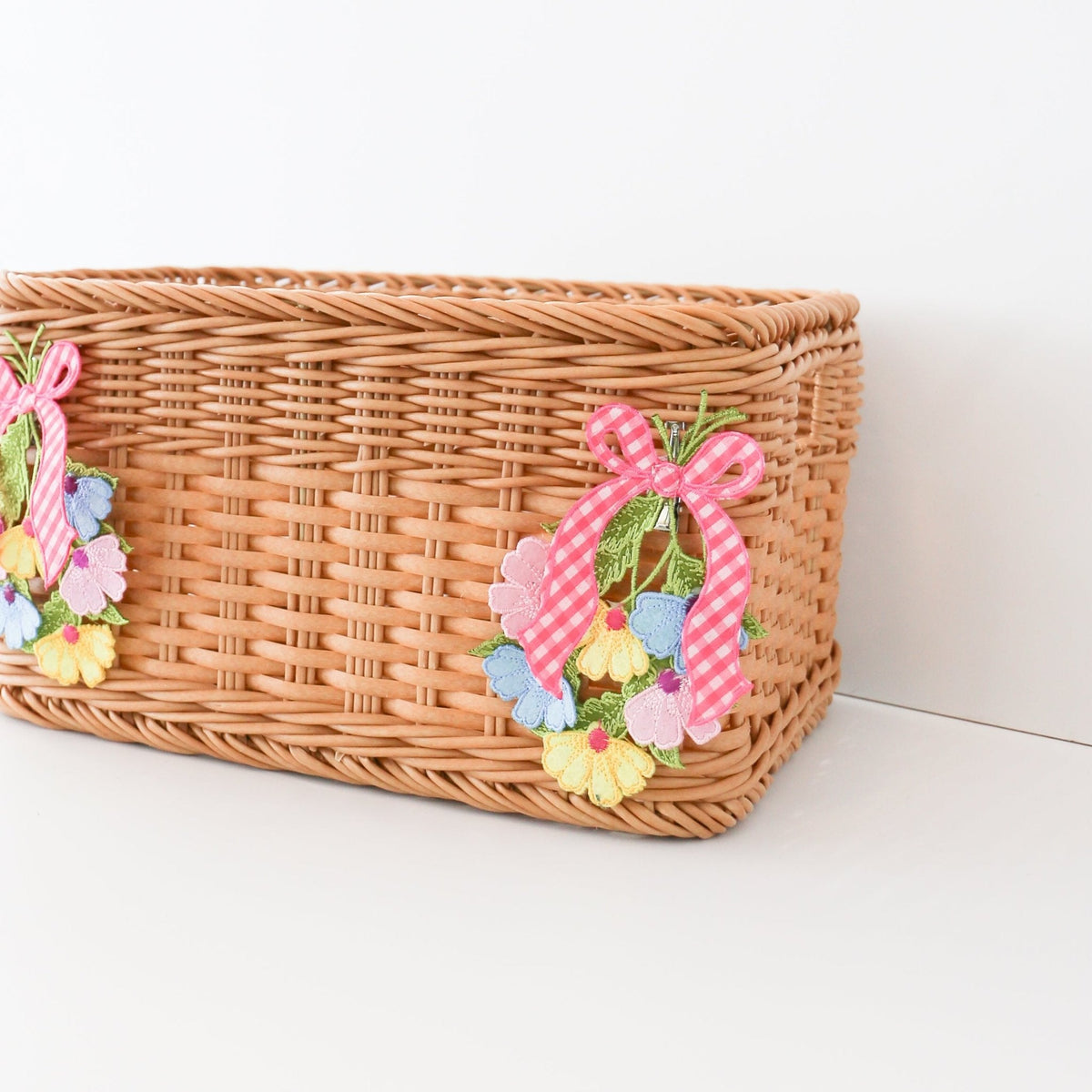6" Daisy Cutout Gingham Pink Bow With Clip, Yellow, Pink, and Blue
