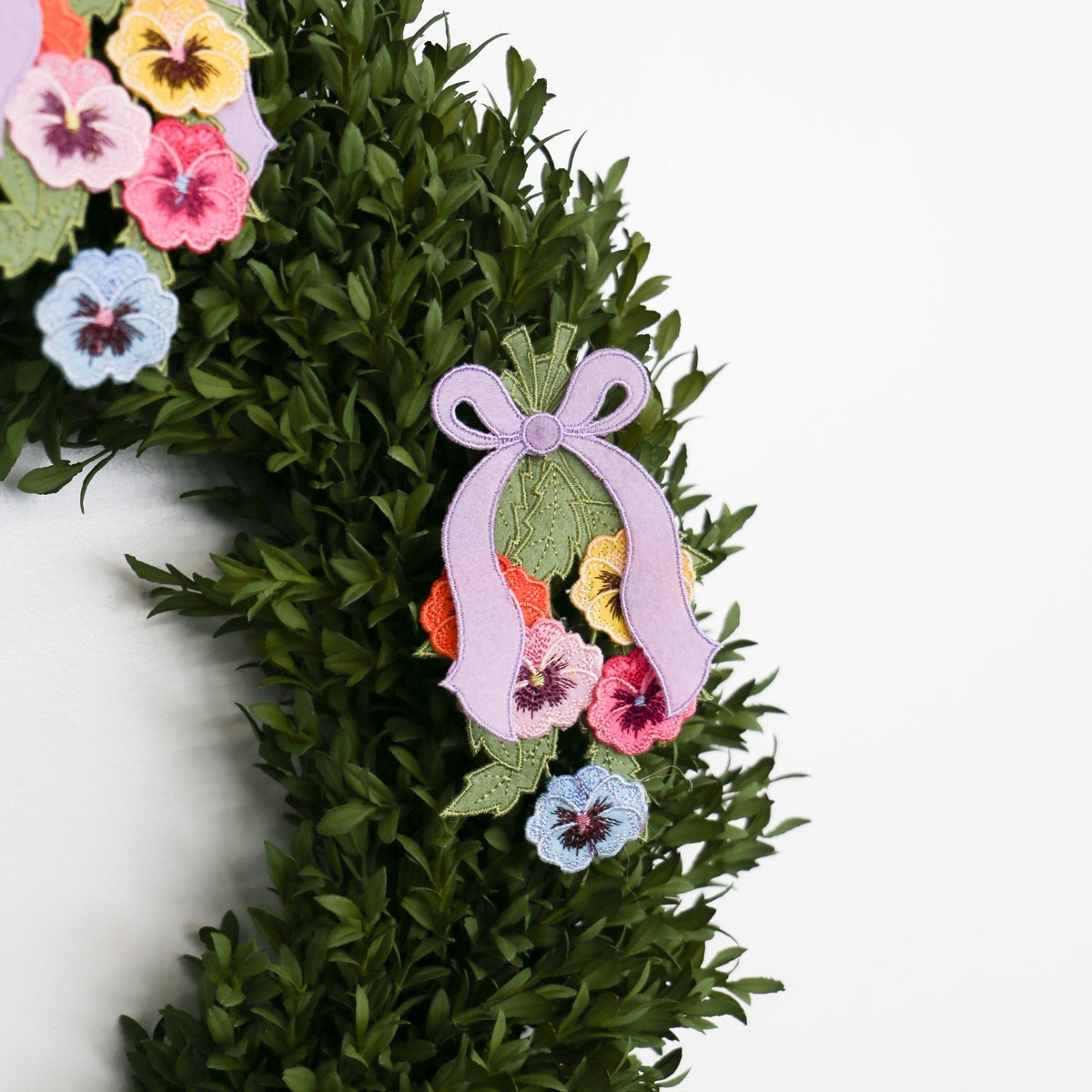 6" Pansy Cutout Felt Lavender With Clip, Yellow, Pink, and Blue