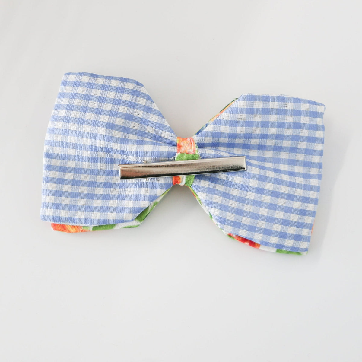 6" Poplin Green, Pink, Orange, and Blue Mix Spring Floral Bow Clip