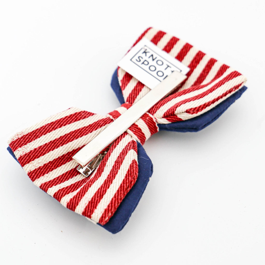 Canvas Americana Flag Bow with Clip