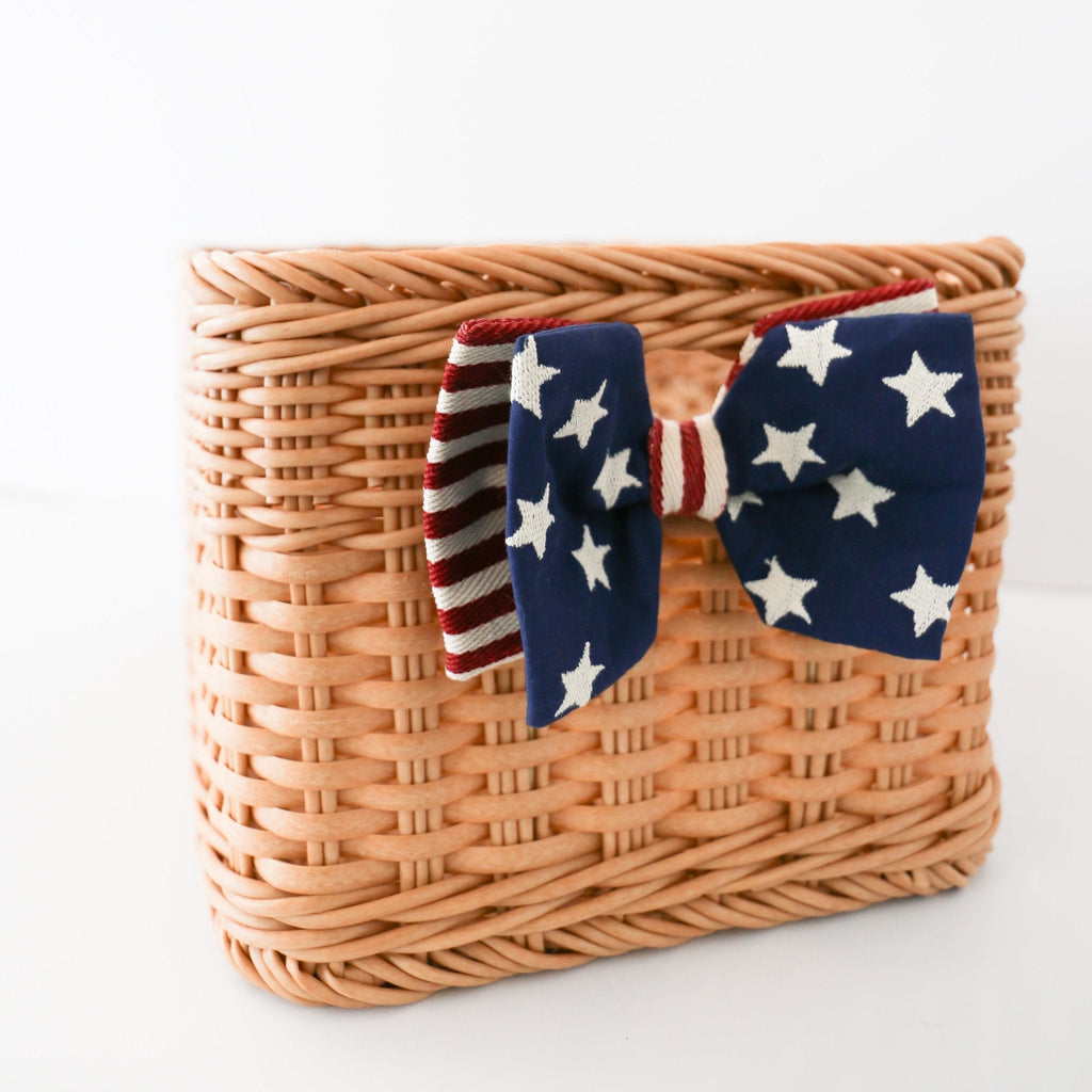 Canvas Americana Flag Bow with Clip
