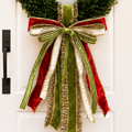 Green and Red Holiday Ribbon Bow and Sash