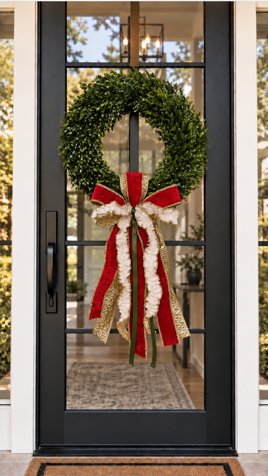 Red Velvet Holiday Ribbon Bow