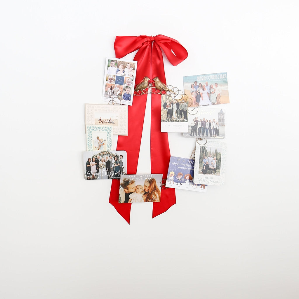 Metal Christmas Card with Two Birds Wreath