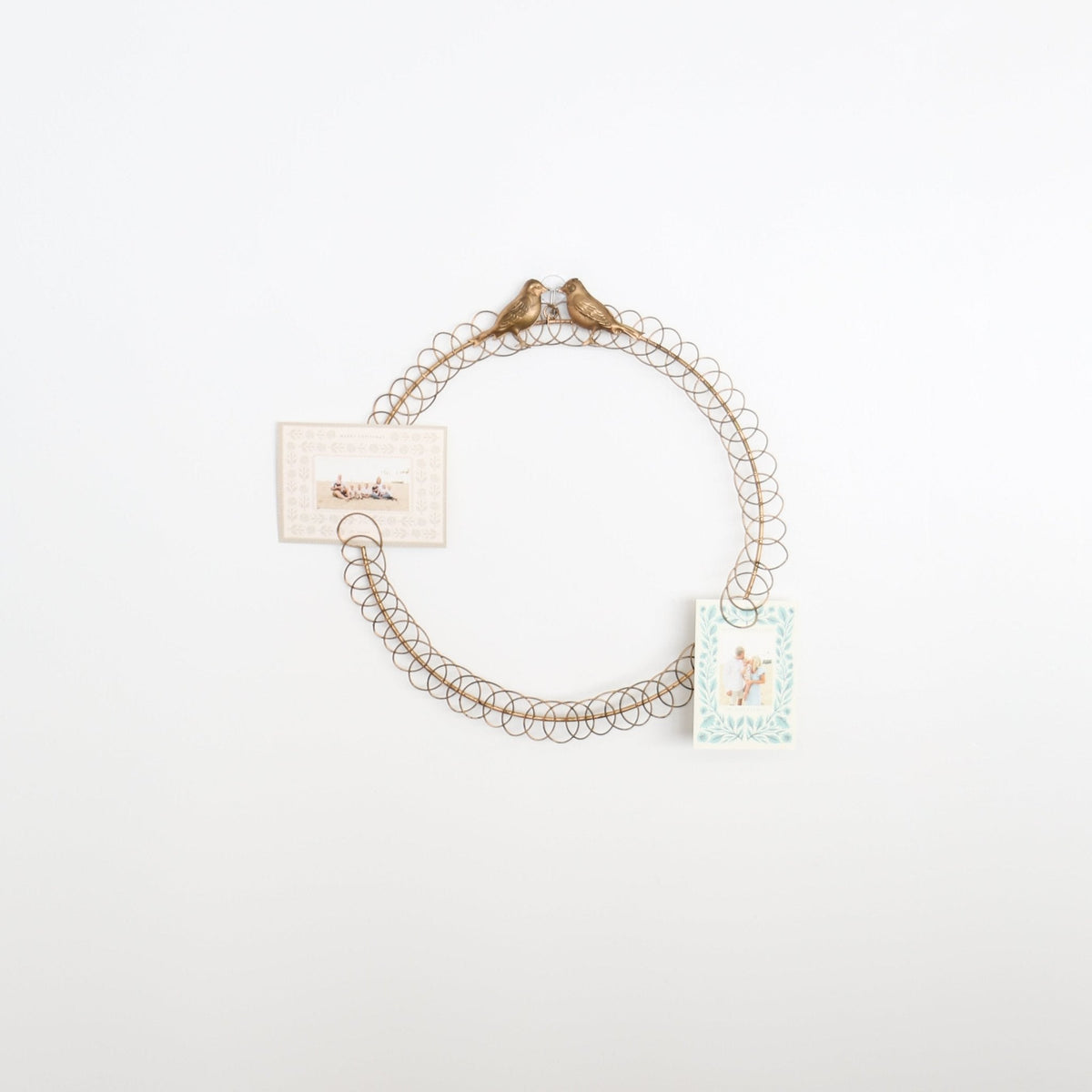 Metal Christmas Card with Two Birds Wreath